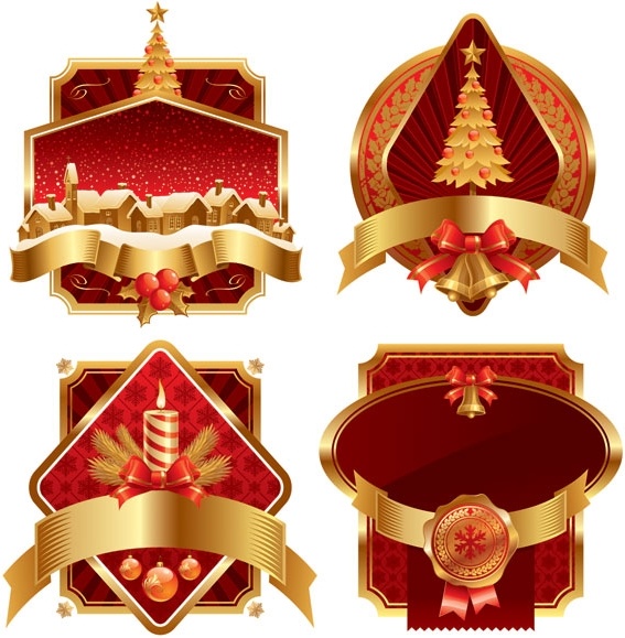 vector gold christmas label