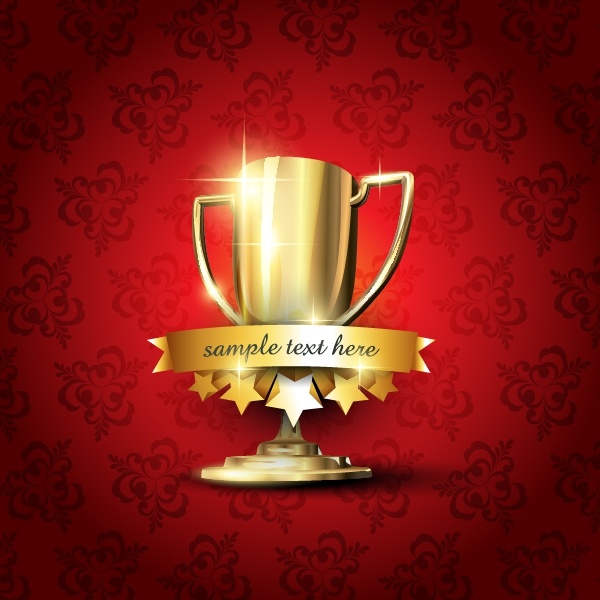victory background shiny golden trophy modern design
