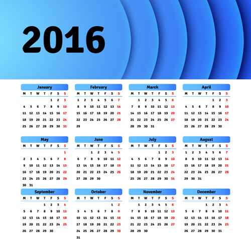 vector grid calendar16 design