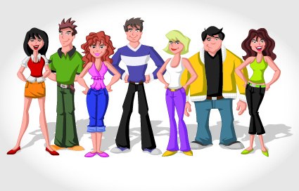 vector group of people set