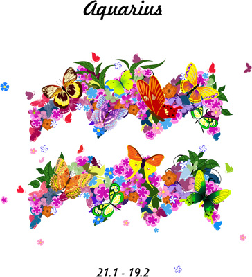 vector horoscope flower set