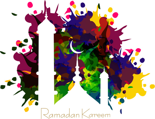 vector illustration arabic islamic calligraphy colorful text ramadan kareem design 