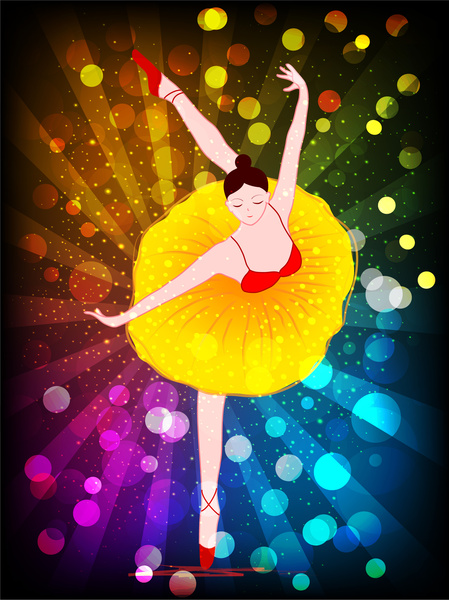 vector illustration of ballet dancer on bokeh background