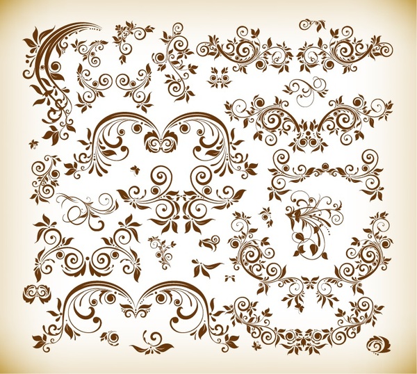 vector illustration set of decorative floral elements