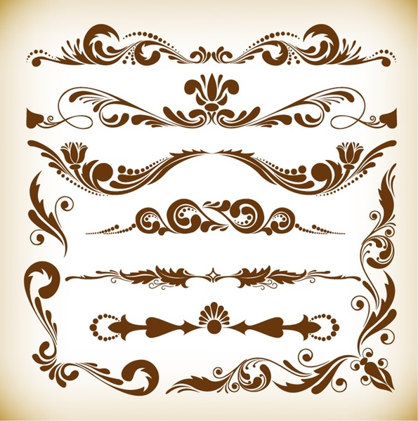 vector illustration set of vintage ornament elements 