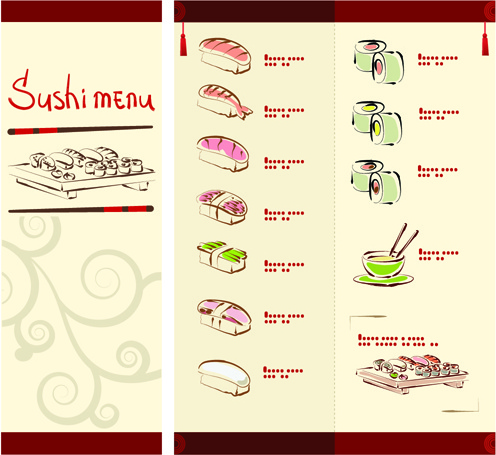 vector japan sushi menu templates