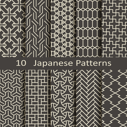 vector japanese style seamless patterns