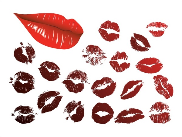red lips silhouettes vector illustration
