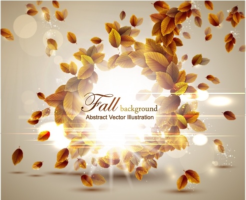 fall background template modern shining dynamic leaves decor
