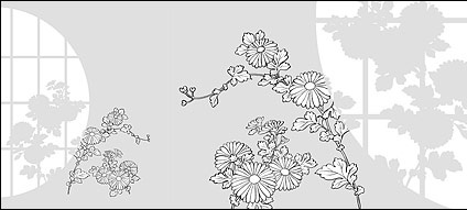 Vector line drawing of flowers-31(Chrysanthemum) 