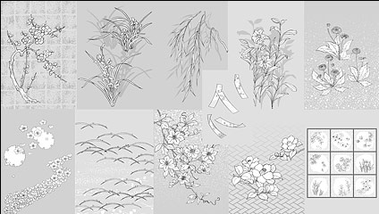 Vector line drawing of flowers -50(dandelion, lily)