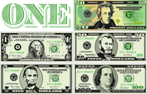 vector money with dollars design template
