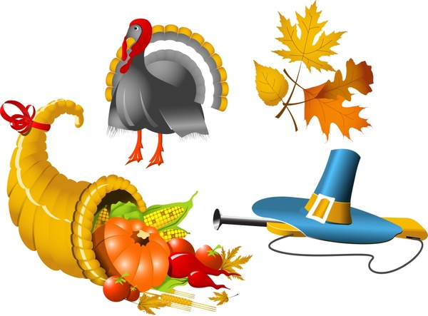 season holidays design elements turkey vegetables leaf sketch