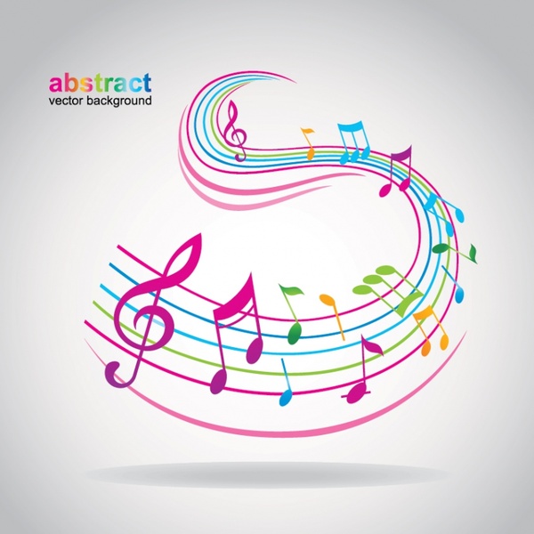 music background colorful dynamic notes decor