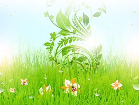 nature background green grass decoration curved flowers design