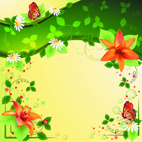 vector of color spring flower backgrounds