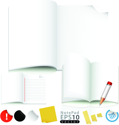 vector of open notebook design elements