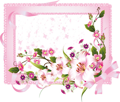 vector of spring fresh flower frame set