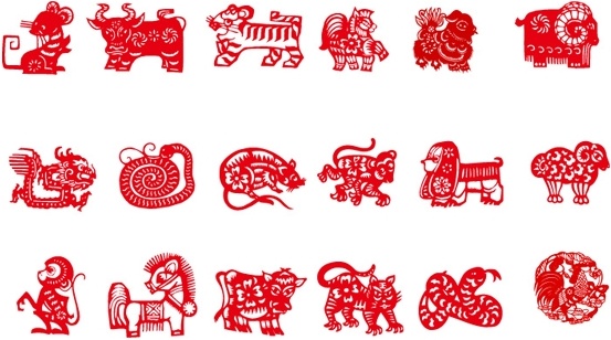 vector of the nine chinese traditional papercut animals