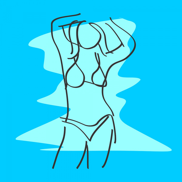 vector outline of sexy woman using a bikini