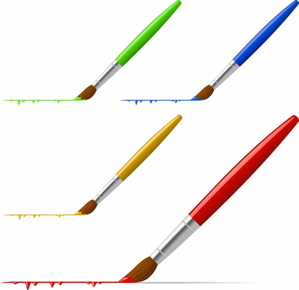 paint brush icons shiny colored modern design