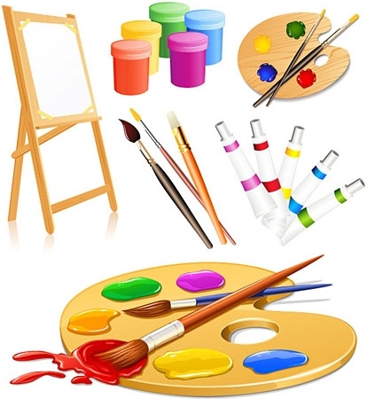 painting toolkit icons realistic colored design