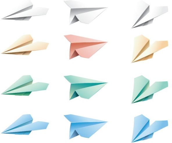 paper airplane icons colored 3d design