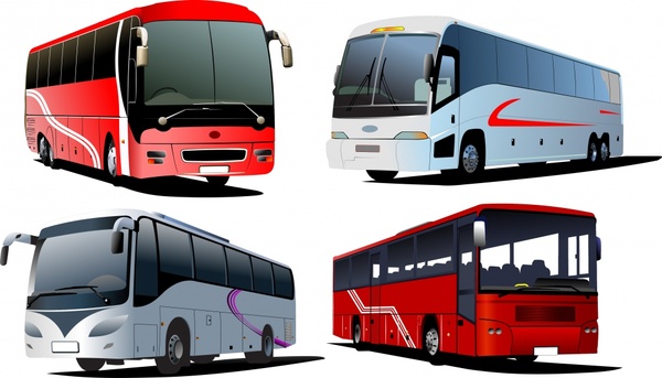 buses icons modern 3d sketch