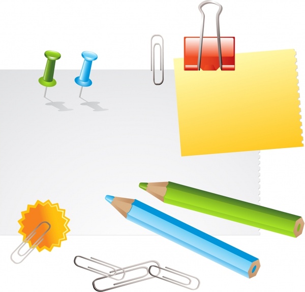 stationery icons 3d colored design