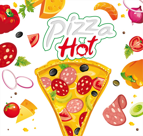 vector pizza hot design poster