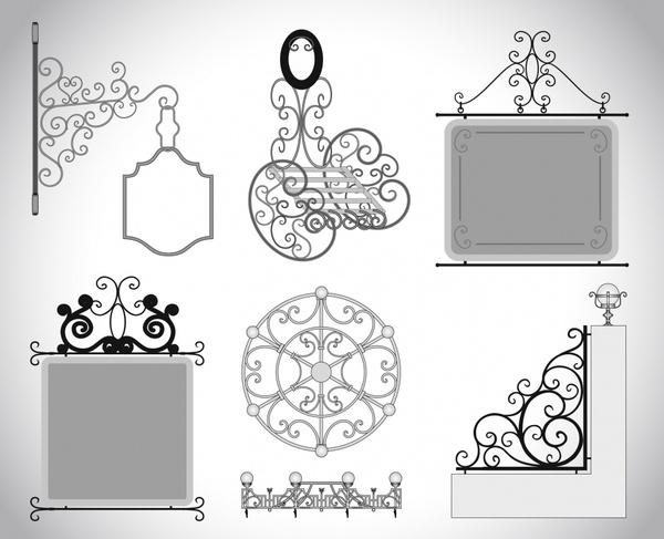 signboard decor elements elegant european classical shapes