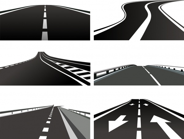highway icons modern design 3d flat sketch