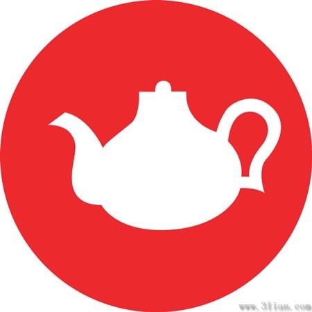 vector red background teapot icon
