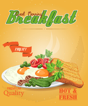 vector retro breakfast poster design graphic 