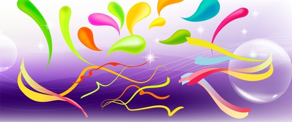 bright spakling background colorful swirled ribbon decoration