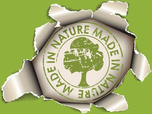 organic product badge template torn paper retro green