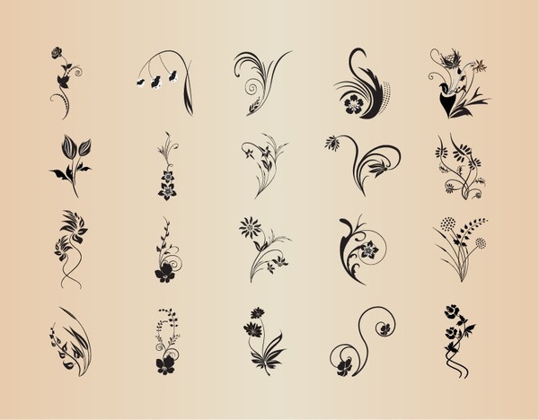 Vector Set of Abstract Patterns of Floral