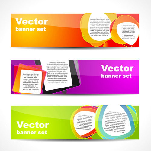 vector set of banner with colored shapes graphics