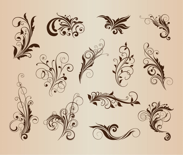 vector set of beautiful floral elements