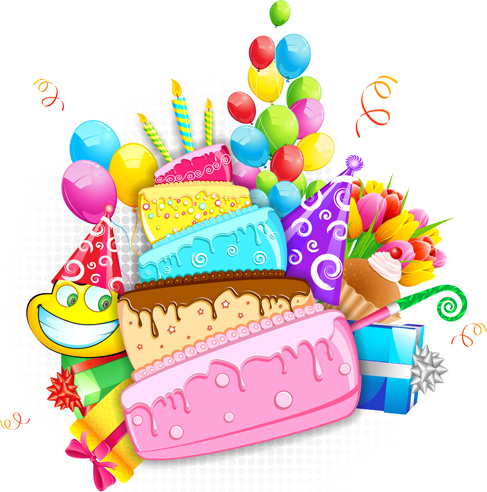 Download Vector set of birthday cards design elements Free vector ...