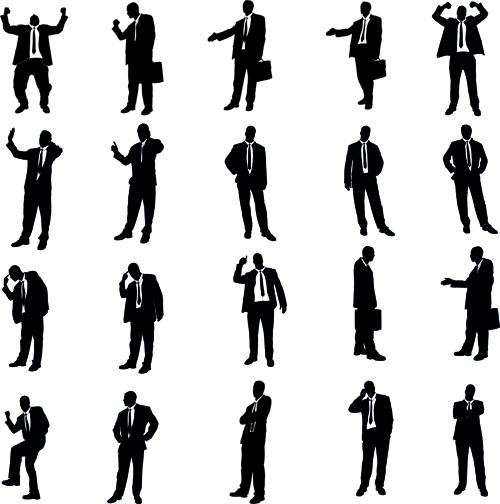 vector set of businessman silhouettes graphics