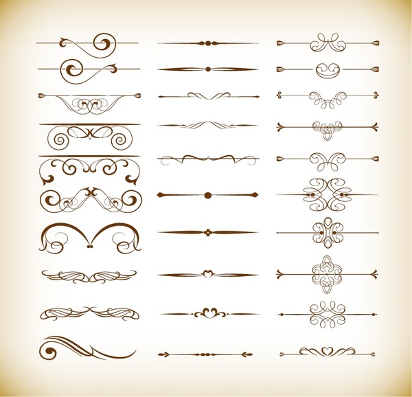 vector set of calligraphic design decor elements