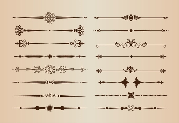 vector set of calligraphic design elements and page decoration dividers
