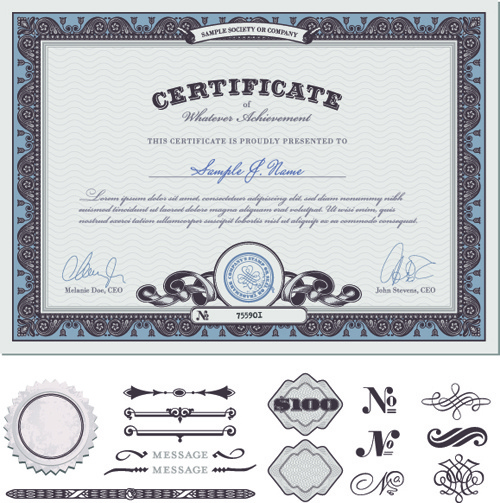 vector set of certificate cover design elements 