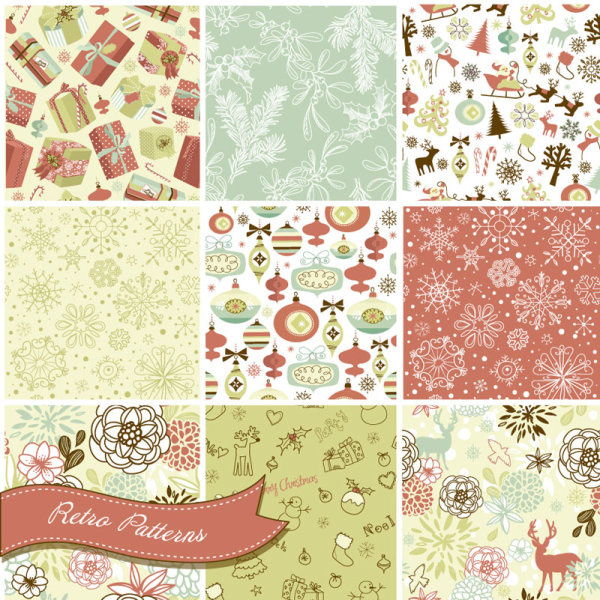 vector set of christmas style pattern illustration