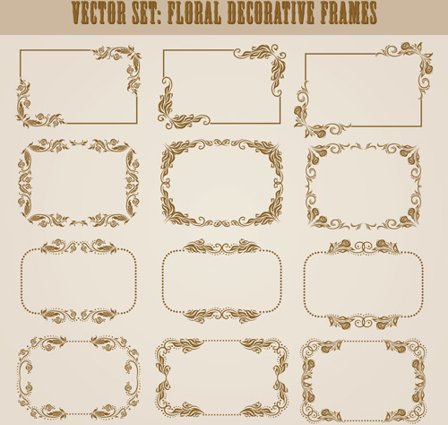 vector set of floral decorative frames design