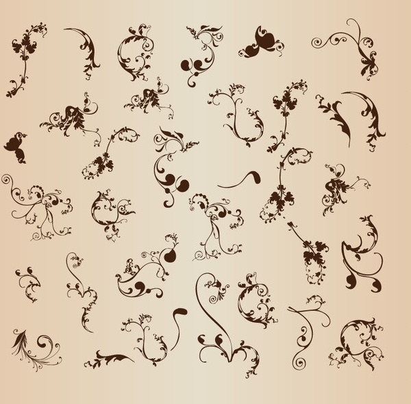 Vector Set of Floral Ornament Pattern