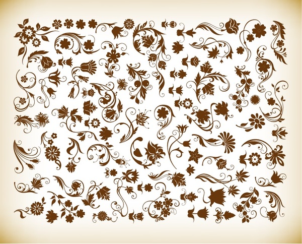 vector set of floral vintage vector design elements
