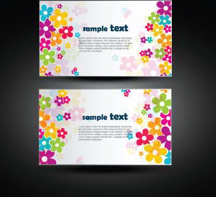 vector set of flowers business card design 