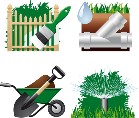 vector set of gardening tool graphic 